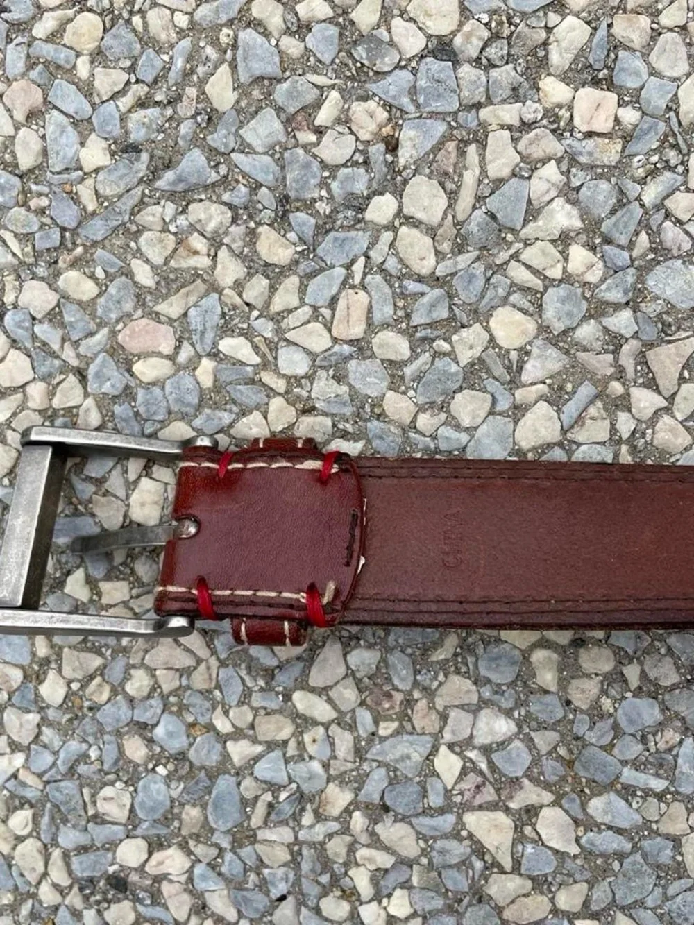 Genuine Relic Brand Men's Full Grain Brown Leather Belt with Silver Buckle